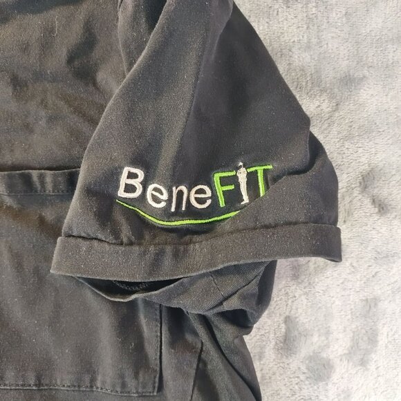 Helix by Benefit Womens Scrub Top Black Size M Stretch V Neck Workwear Pocket - Picture 5 of 11